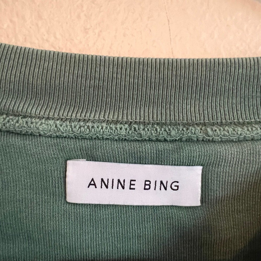 Anine Bing Sweatshirt Womens S Green Harvey Tour Graphic Organic Cotton Pullover - Picture 6 of 8